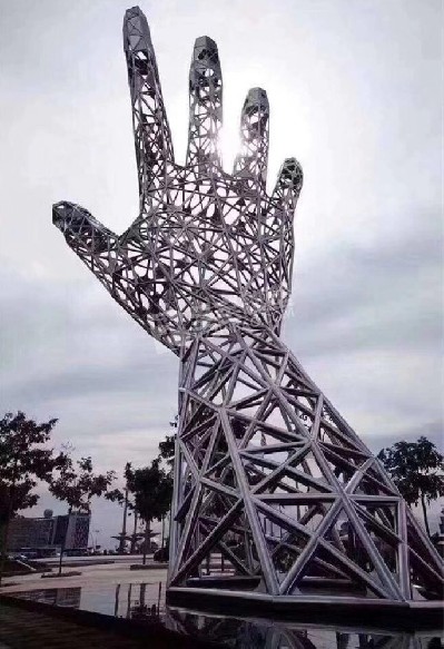 手抽象城市雕塑拉丝不锈钢雕塑