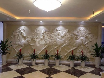 酒店大厅背景墙砂岩浮雕雕塑定制