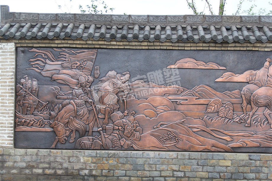 村部墙壁壁画古战场锻铜浮雕定制