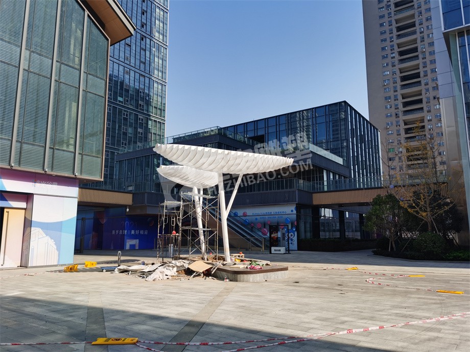 武汉北辰地产光谷里鲸奇架构不锈钢雕塑装置项目