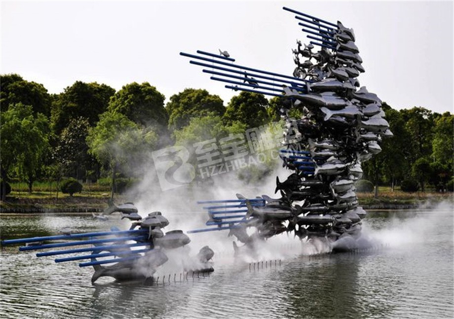 公园景观鱼群不锈钢雕塑定制