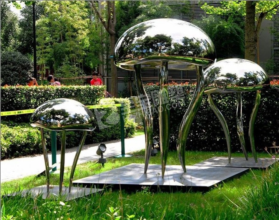 公园园林景观小品镜面水母不锈钢雕塑定制