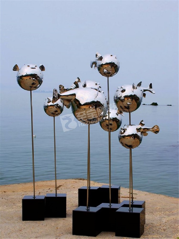 海边度假村创意鱼不锈钢雕塑定制