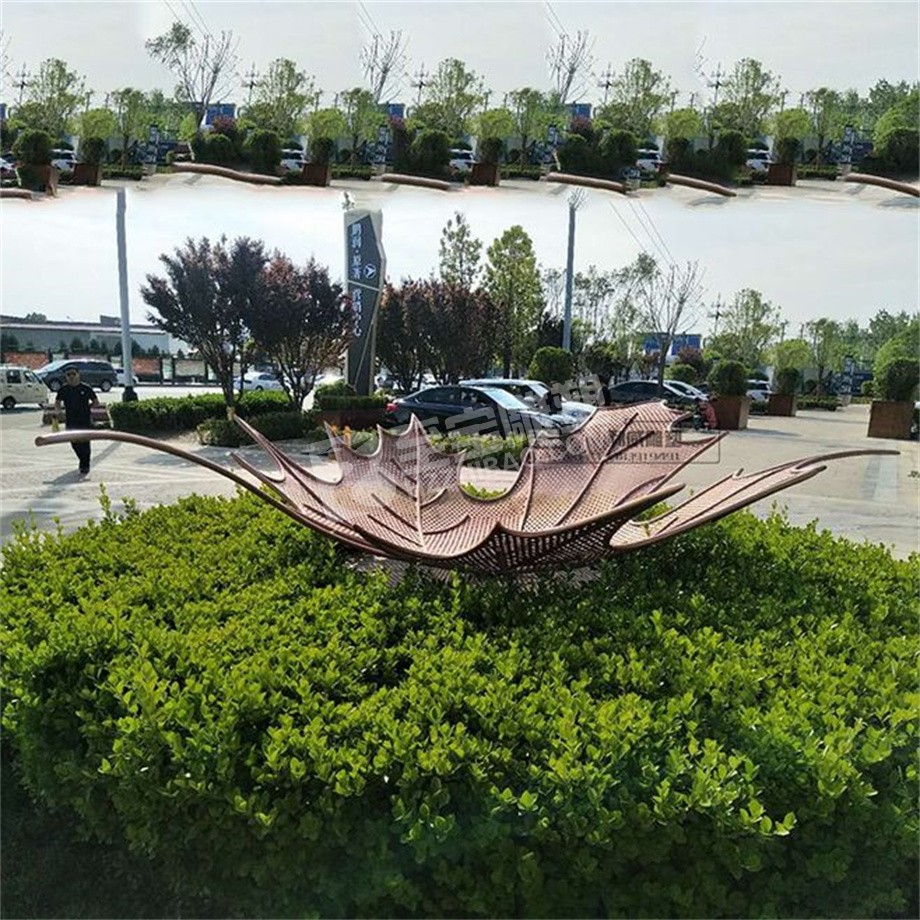 城市景观小品镂空枫叶不锈钢雕塑定制