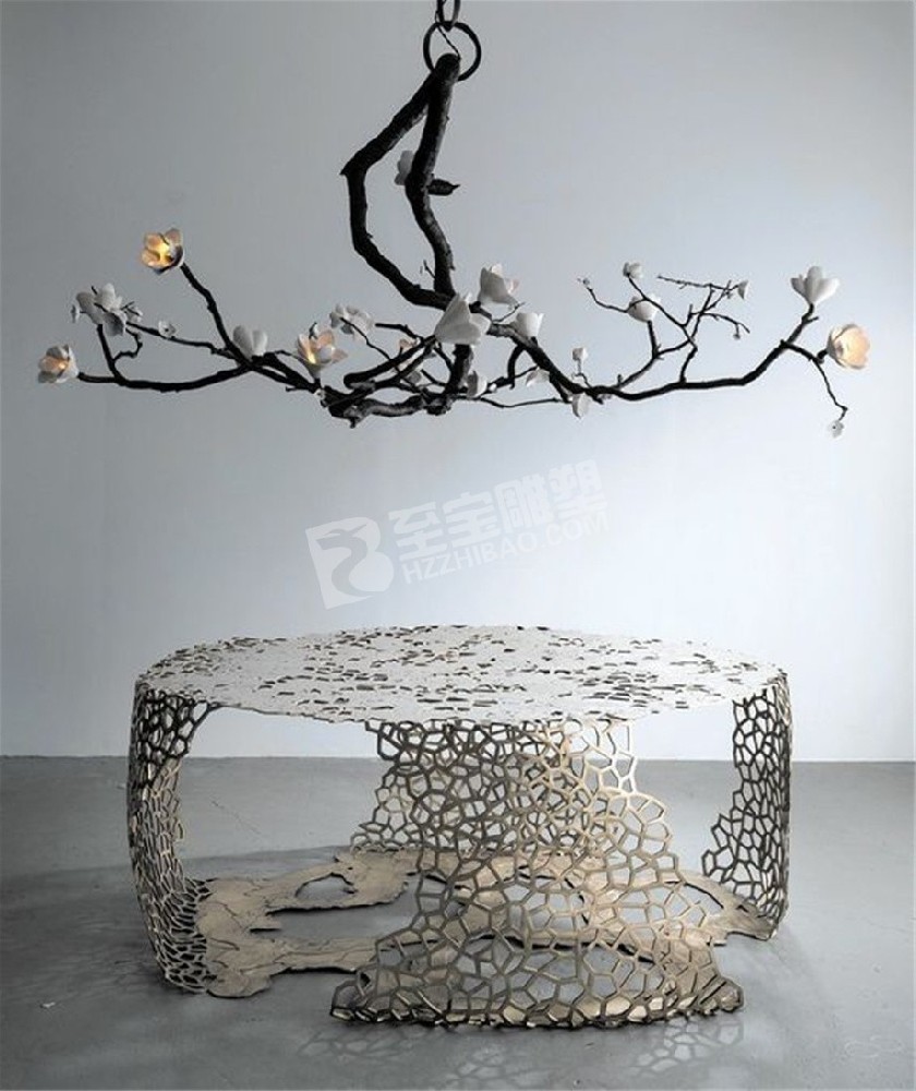 展览馆镂空创意树桩不锈钢雕塑定制