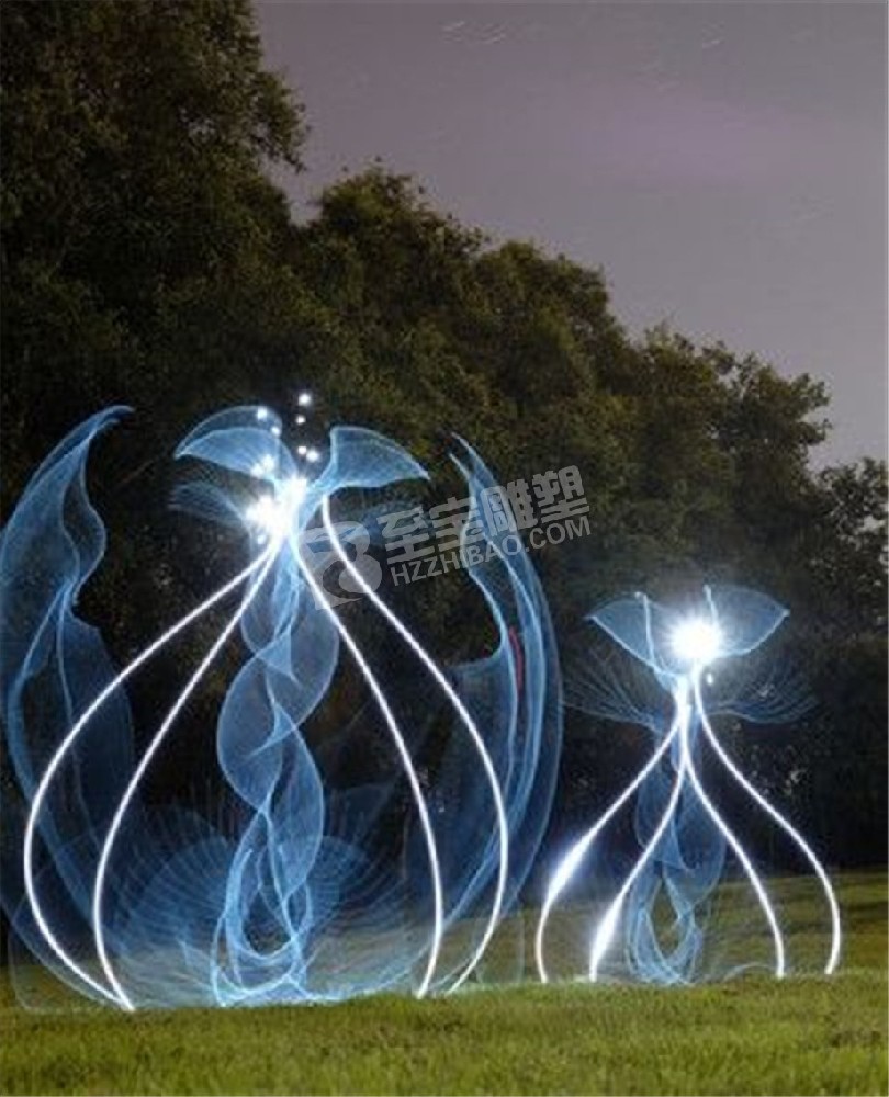 城市园林景观小品发光飞舞不锈钢雕塑定制