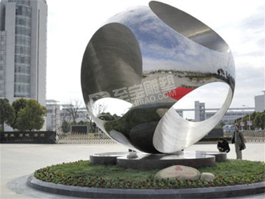 城市广场创意镜面圆不锈钢雕塑定制