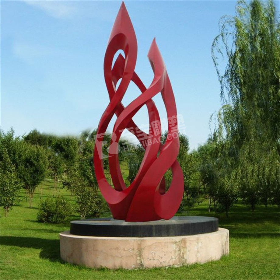公园镜面抽象火焰不锈钢雕塑定制