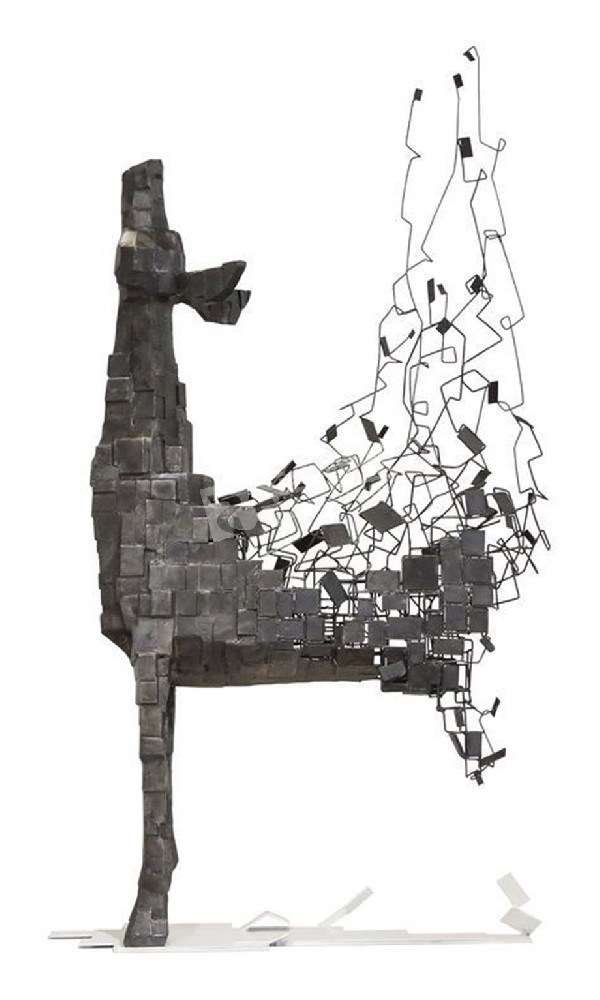城市广场水池创意狗不锈钢雕塑定制