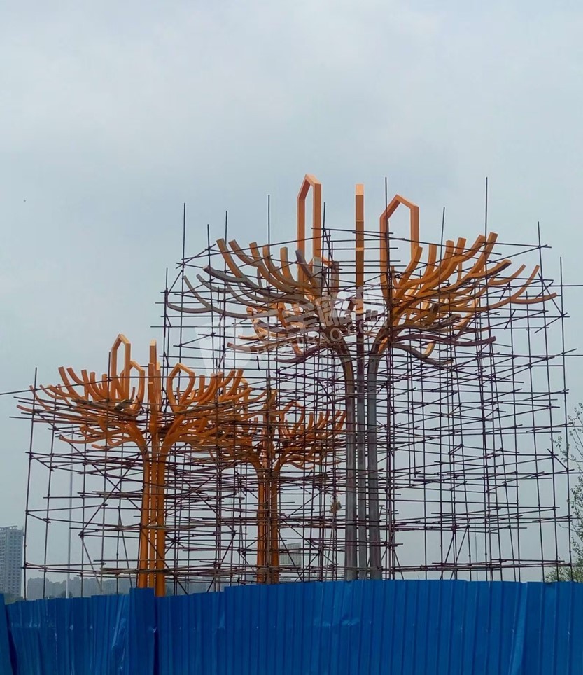 城市广场创意树不锈钢雕塑定制