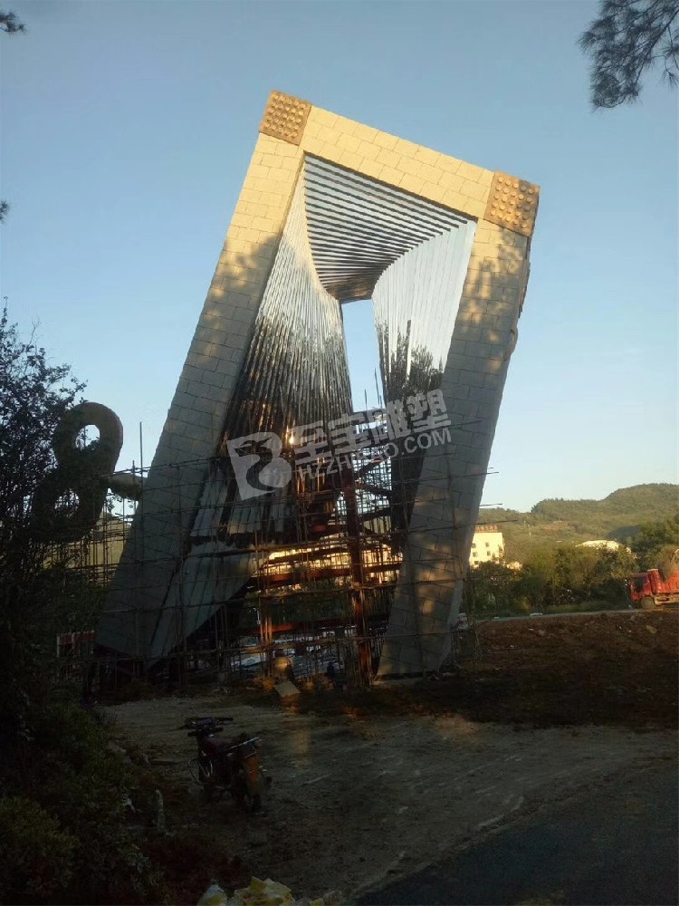 乡村景观创意桥不锈钢雕塑定制
