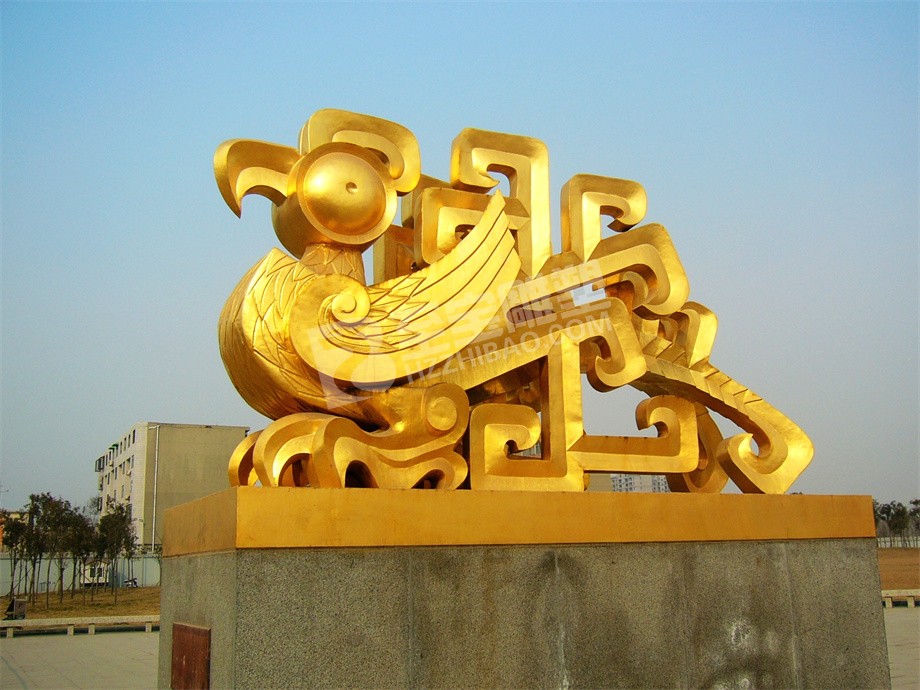 工业区广场镜面抽象凤凰不锈钢雕塑定制