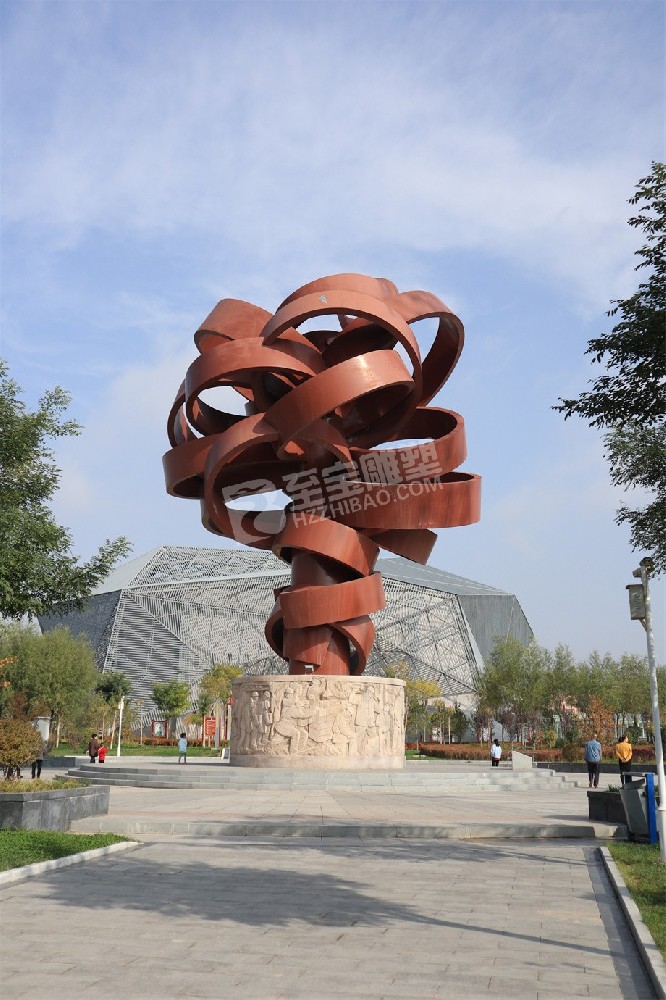 展览馆广场抽象花朵不锈钢雕塑定制