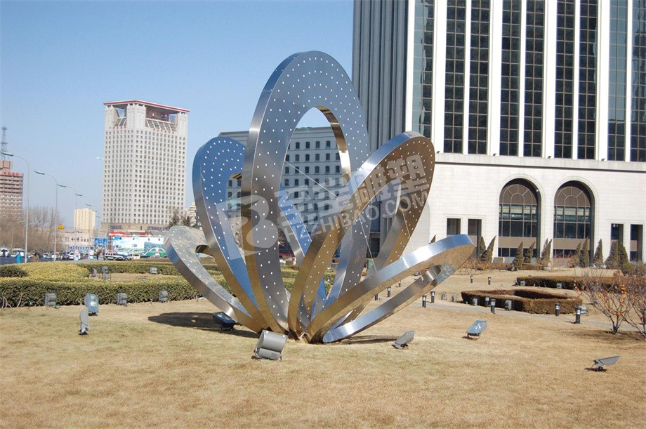 城市园林景观镜面花朵不锈钢雕塑定制