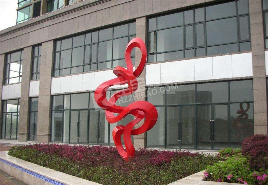 写字楼镜面抽象中国结不锈钢雕塑定制