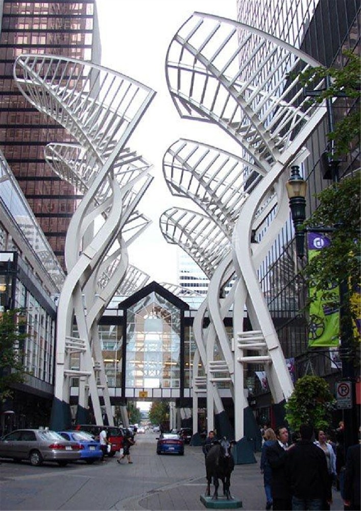 城市道路镂空抽象树不锈钢雕塑定制