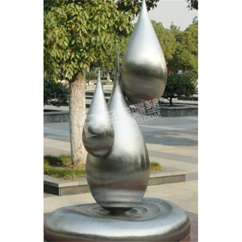 城市广场镜面水滴不锈钢雕塑定制