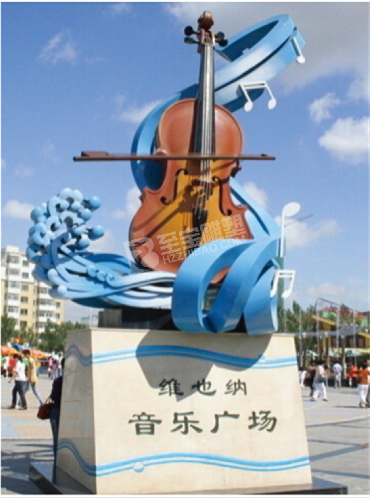 音乐广场创意小提琴不锈钢雕塑定制