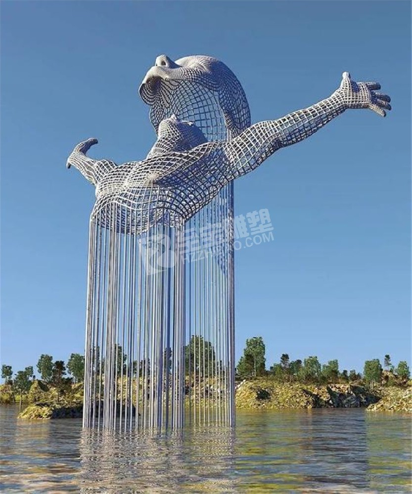 水池创意镂空人物头像不锈钢雕塑定制