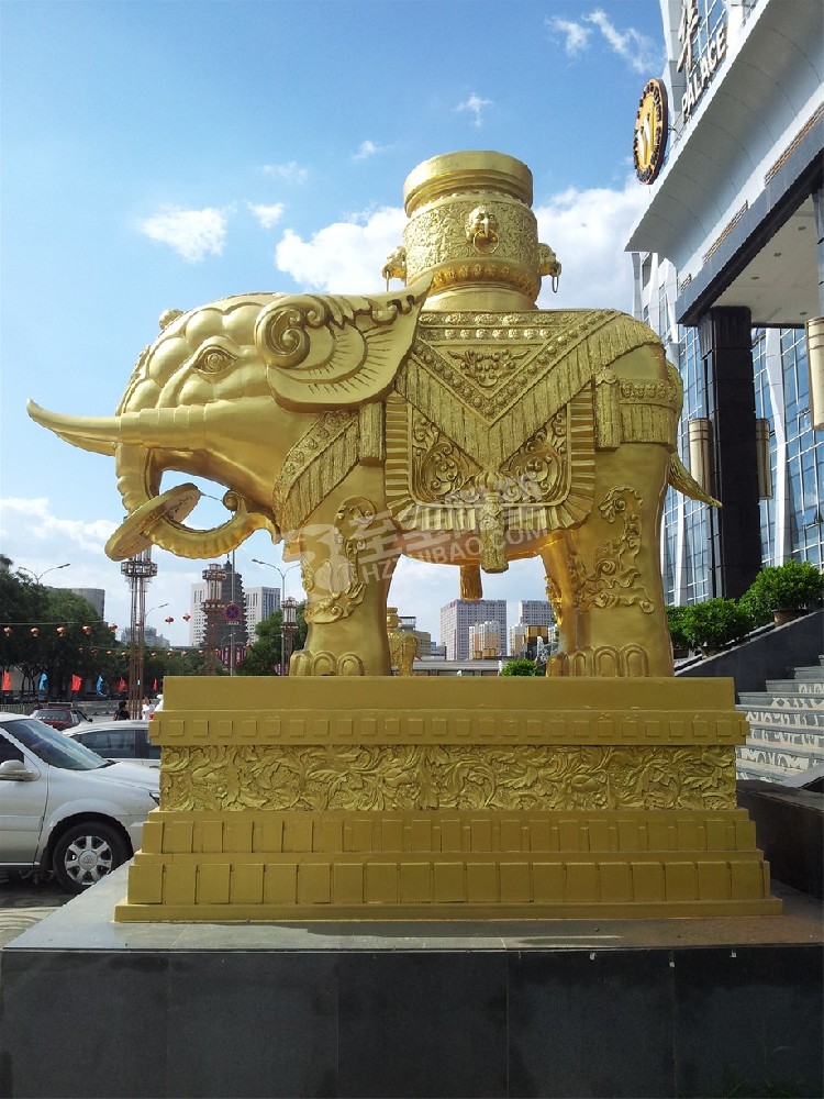 酒店门前大象铸铜雕塑定制